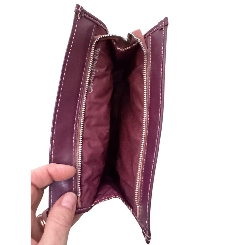 Vintage Charles of the Ritz CR Monogrammed‎ Women's Cosmetic Pouch Maroon Zipper